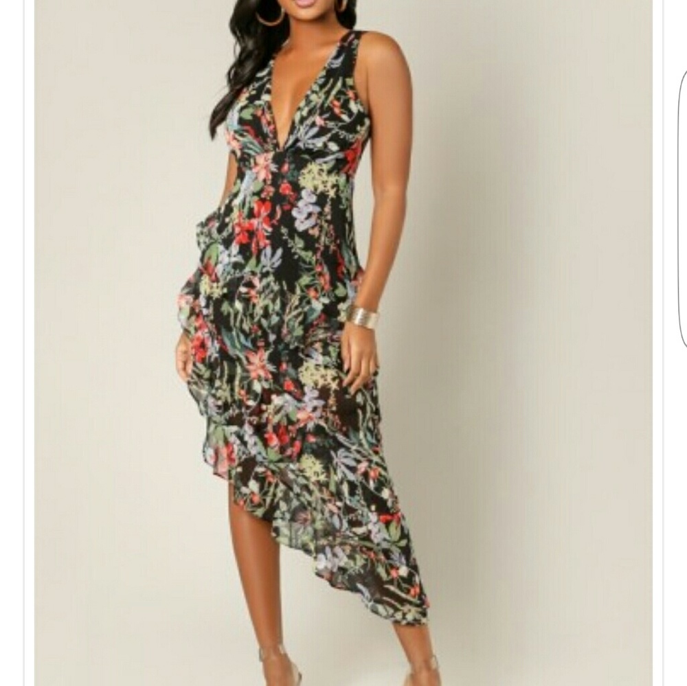 NWT WOW Couture 'EZRI' Tiered Ruffle Asym Dress